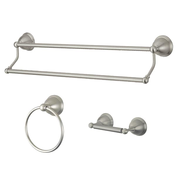 Kingston Brass Restoration 3-Piece Bathroom Hardware, Brushed Nickel BAK396348SN - main